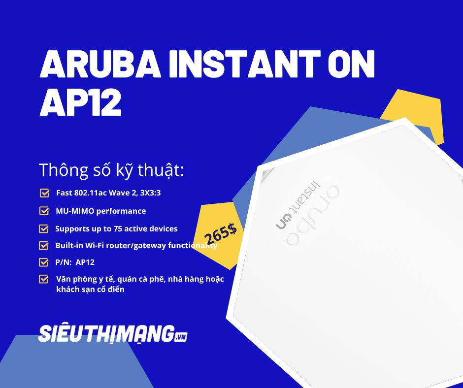 Bộ phát Wi-Fi Aruba Instant On AP12 Access Point | AP12