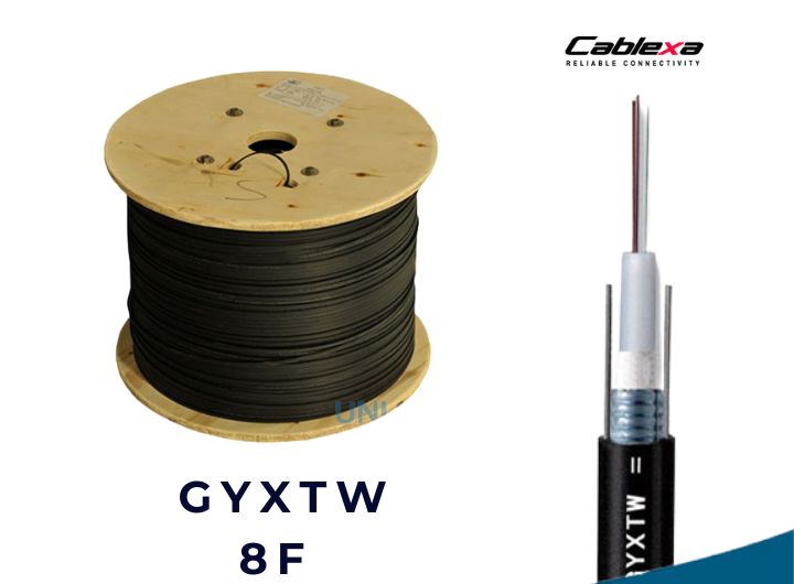 Cáp quang Singlemode 8 sợi GYXTW bọc thép vỏ HDPE, 8F, 8 core, 8 lõi, 8FO, 8 Fiber