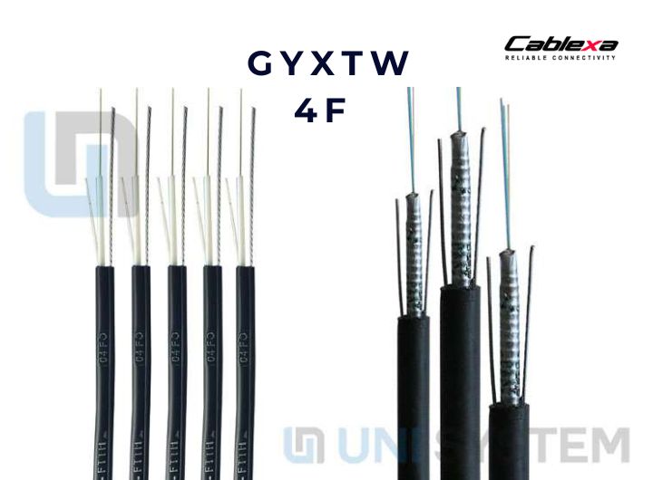 Cáp quang Singlemode 4 sợi GYXTW bọc thép vỏ HDPE, 4F, 4 core, 4 lõi, 4FO, 4 Fiber