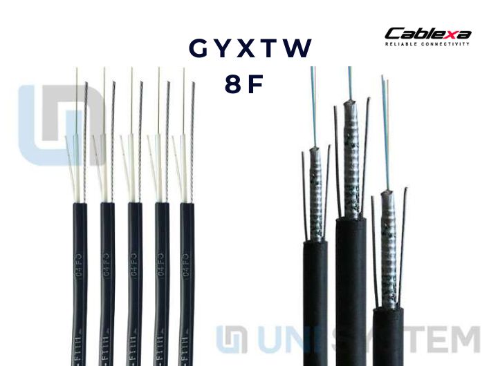 Cáp quang Singlemode 8 sợi GYXTW bọc thép vỏ HDPE, 8F, 8 core, 8 lõi, 8FO, 8 Fiber