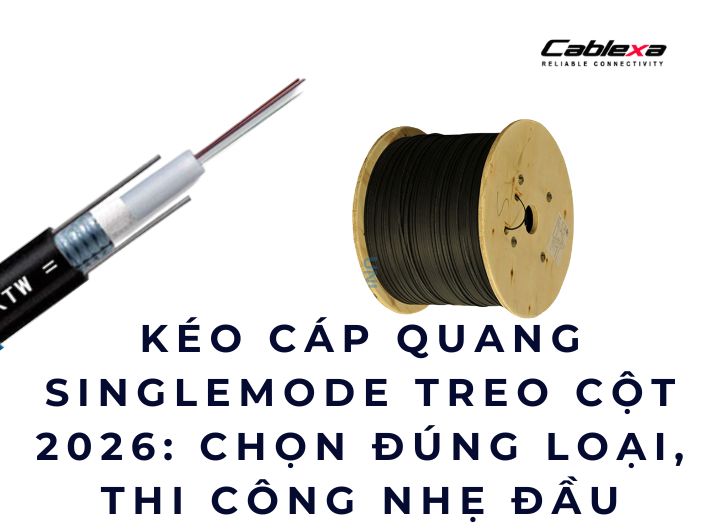 kéo cáp quang singlemode treo cột