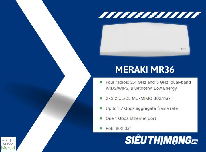 Meraki MR36-HW | Wi-Fi 6 Wireless Indoor Access Points Giá Tốt Số.1️⃣  Meraki MR36-HW | Wi-Fi 6 Wireless Indoor Access Points Giá Tốt Số.1️⃣