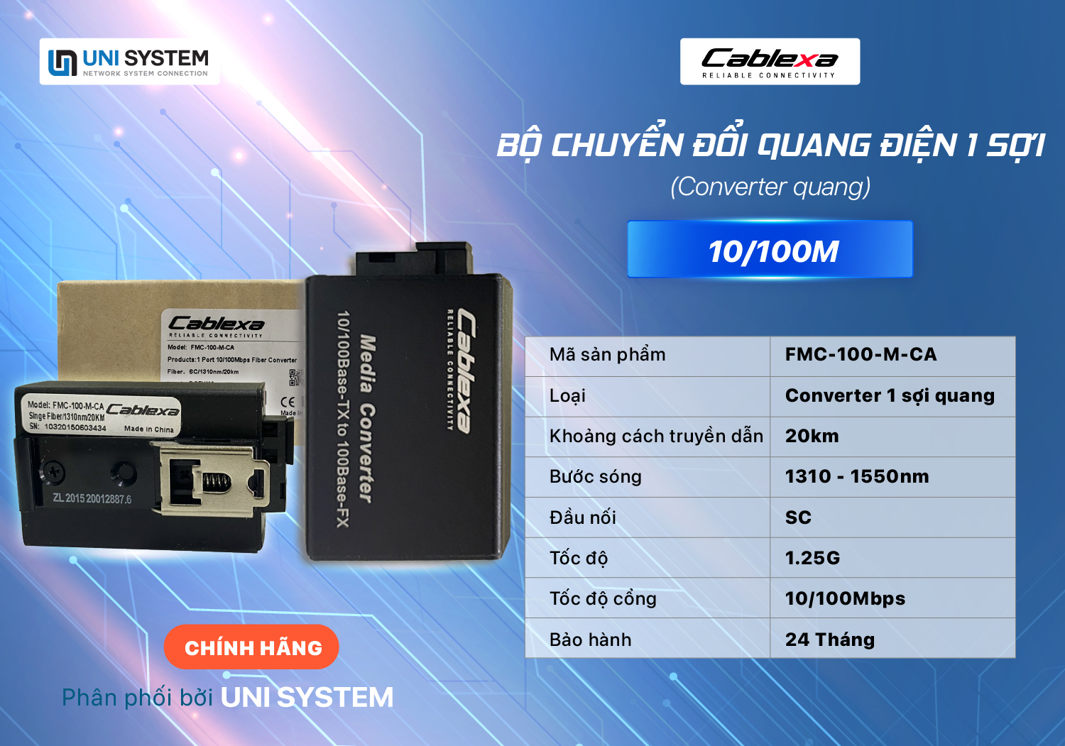 Bộ chuyển đổi quang điện FMC-100-M-CA Cablexa chính hãng